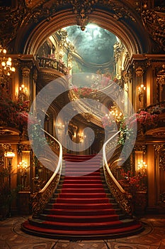 Grand opera house with opulent details and a majestic stage3D render