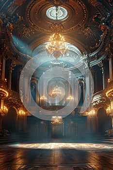 Grand opera house with opulent details and a majestic stage3D render