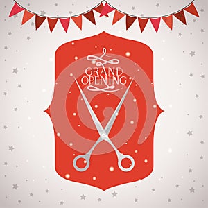 Grand oppening frame with scissors