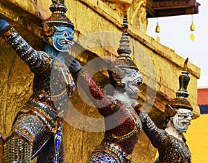 He Grand Palace in Bangkok. Statues of demons.