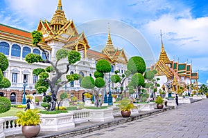 Grand Palace court and Chakri Maha Prasat building in Bangkok, Thailand