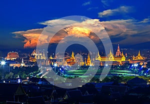 Grand palace with sunset cloud in Bangkok, Thailand