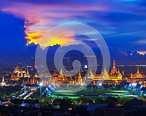 Grand palace at twilight in Bangkok, Thailand