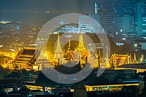 Grand palace (Wat Phra Kaew) at twilight in Bangkok, Thailand