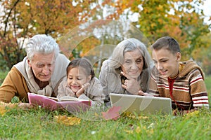 Grand parents spending time with grandchildren