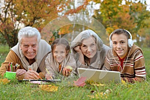 Grand parents spending time with grandchildren