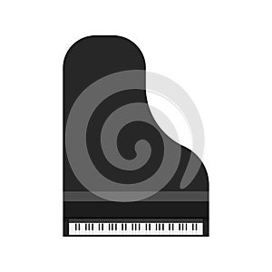 Grand piano black vector icon top view. Art symbol music keyboard symphonic furniture. Above classical equipment instrument photo