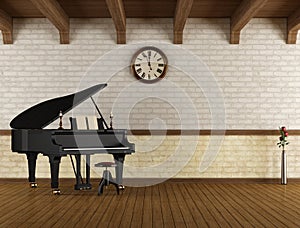 Grand piano in a empty room