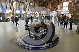 Grand piano for everyone to use in hall of central station