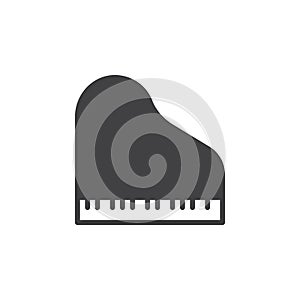 Grand piano icon vector, filled flat sign, solid pictogram isolated on white. Symbol, logo illustration.