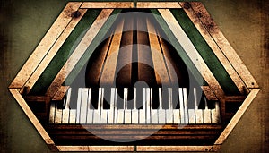 Grand piano keys background with an abstract vintage distressed texture in a geometric keyboard style painting