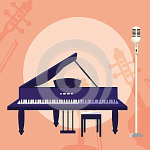 Grand piano and microphone