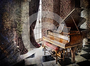 Grand piano in music chamber