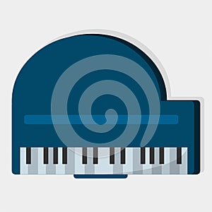 Grand piano music instrument vector illustration from top view