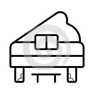 Grand piano vector line icon isolated on white background. Grand