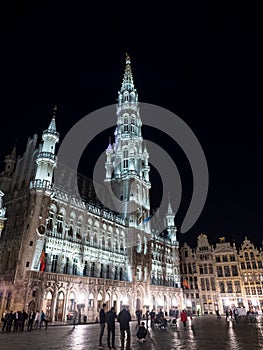 Grand place in Brussels at dark night