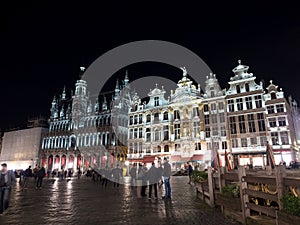 Grand place in Brussels at dark night
