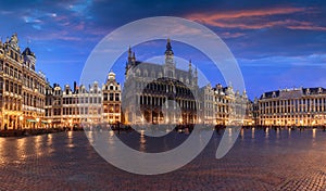 Grand Place in Brussels at night, Belgium