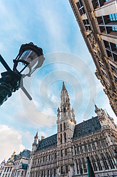 Grand Place in Brussels at sunset, Belgium