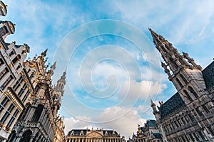 Grand Place in Brussels at sunset, Belgium