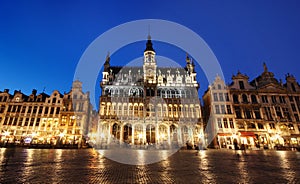 Grand Place buildings - Brussels, Belgium by night