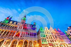 The Grand Place illuminated at night in Brussels, Belgium