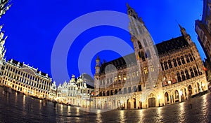 The Grand Place at night in Brussel