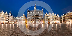 Grand Place Square at night in Belgium, Brussels