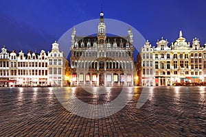 Grand Place Square at night in Brussels, Belgium