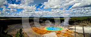 Grand Prismatic Pool at Yellowstone National Park Natural Hot Spring Colorful photo