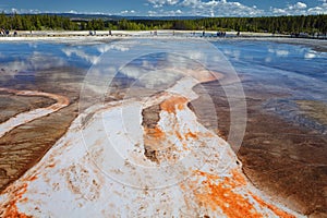 Grand Prismatic Spring detail in Yellowstone National Park, Wyoming photo