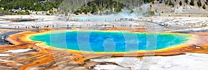 Grand Prismatic Spring panorama in Yellowstone National Park, Wyoming