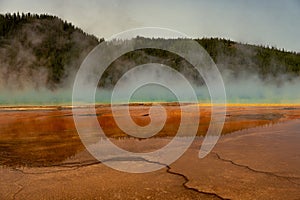 The Grand Prismatic Spring is Yellowstone’s most colorful hot spring.