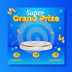 Grand prize contest square banner template