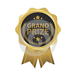 Grand prize win gold badges vector illustration photo