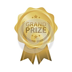 Grand prize win gold badges vector illustration