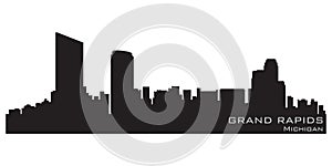 Grand Rapids Michigan city skyline. Detailed vector silhouette