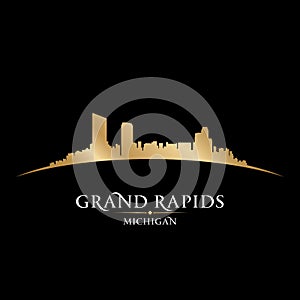 Grand Rapids Michigan city skyline silhouette black background