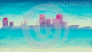 Grand Rapids Michigan City USA Skyline Vector Silhouette. Broken Glass Abstract Geometric Dynamic Textured. Banner Background. Col