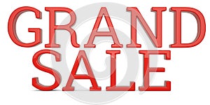 Grand sale text isolated on white background 3D illustration