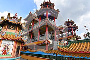 A grand scenic traditional colourful chinese Black Dragon Cave temple in Yong Peng;  Johor, Malaysia