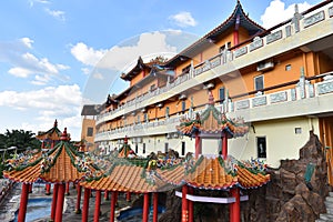 A grand scenic traditional colourful chinese Black Dragon Cave temple in Yong Peng;  Johor, Malaysia