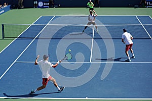 Grand Slam champions Mike and Bob Bryan of United states in action during US Open 2017 round 3 men`s doubles match