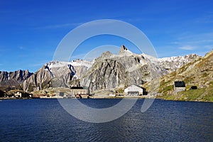 Grand St Bernard Pass at border Switzerland/Italy