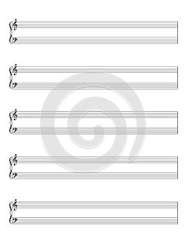 Grand staff, great stave, sheet of notes template