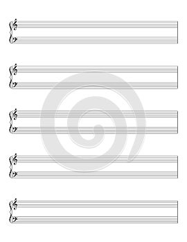Grand staff, great stave, sheet of notes template photo