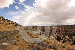 Scenic road and red rocks, Utah, USA photo
