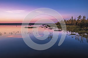 Grand sunset on the river. countryside landscape. summertime in the countryside outside the city