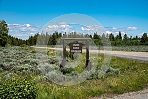 Grand Teton National Park as seen from the Snake River Overlook - sign