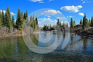 Grand Teton National Park, Cottonwood Creek at the South End of Jenny Lake in Evening Lake, Wyoming, USA